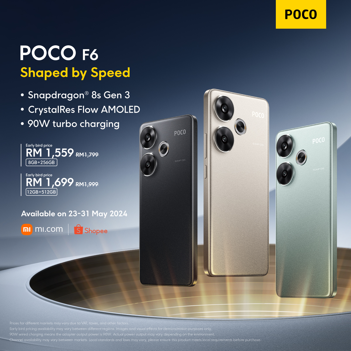 最高搭配120W閃充、高通驍龍8 Gen2處理器：POCO F6 系列正式發表；首賣優惠價從RM1599起！ 3